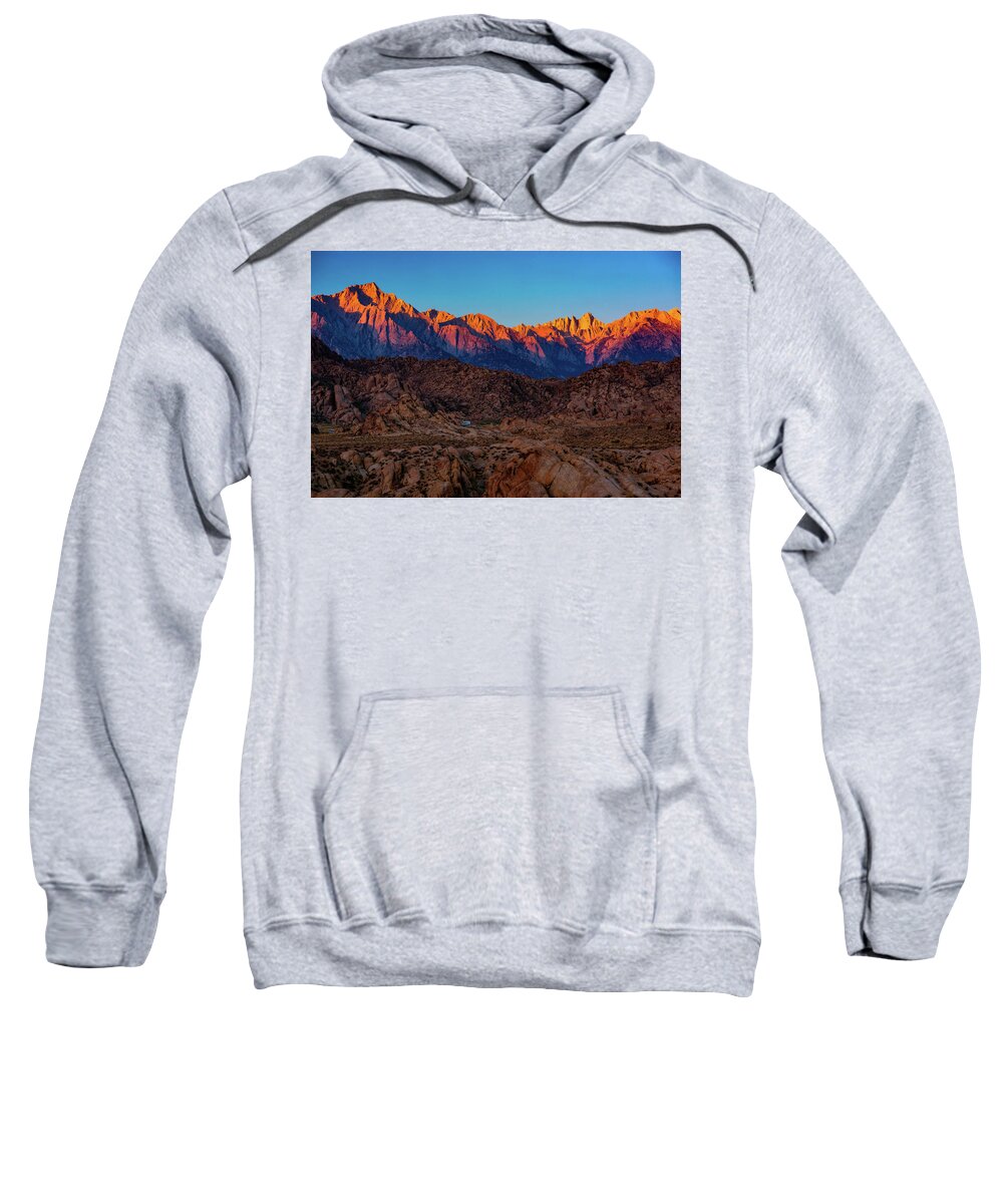 Alabama Hills Sweatshirt featuring the photograph Sunrise Illuminating the Sierra by John Hight