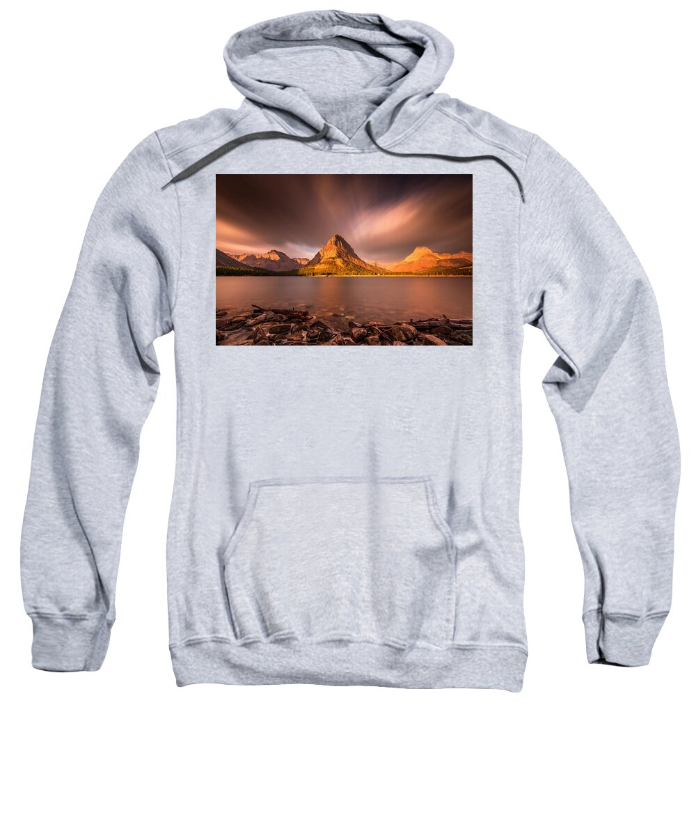 Mount Grinnell Sweatshirt featuring the photograph Sunrise in Glacier National Park by Pierre Leclerc Photography