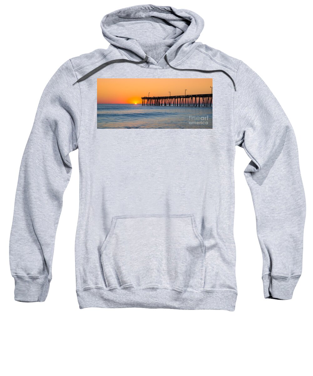 Nags Head Fishing Pier Sweatshirt featuring the photograph Sunrise in North Carolina Outer Banks by Michael Ver Sprill