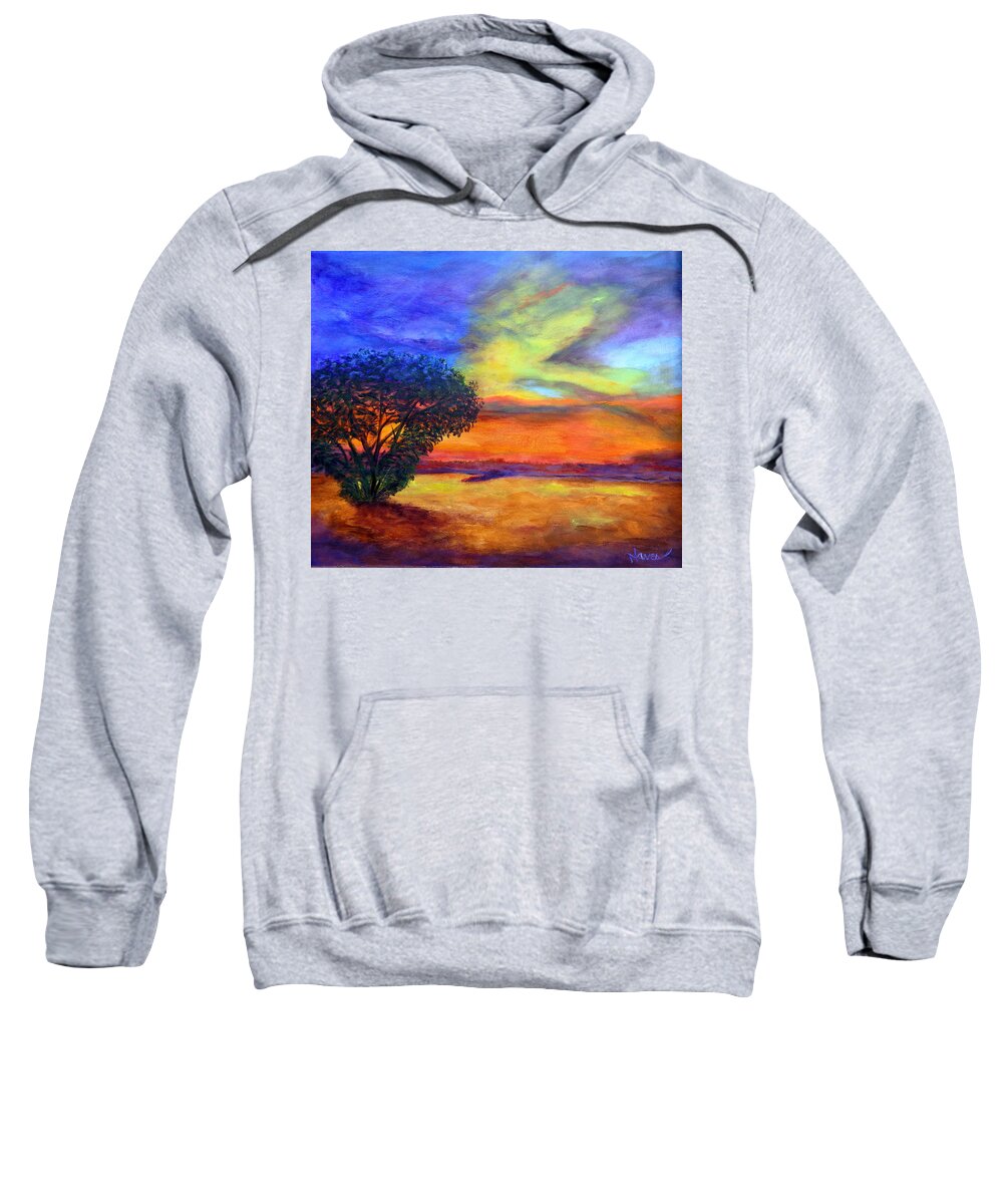 Landscape Sweatshirt featuring the painting Sunrise in the Fields by Deborah Naves