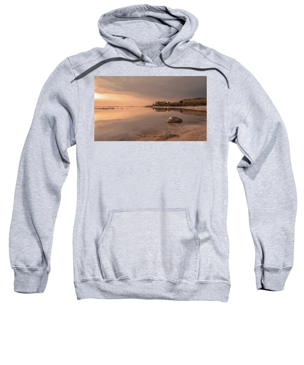 Sun Sweatshirt featuring the photograph Sunrise on the Dead Sea-1 by Sergey Simanovsky