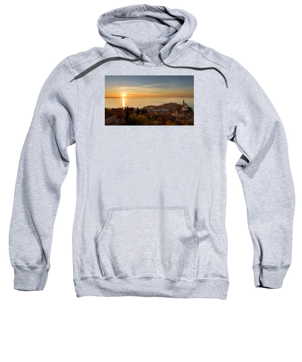 Piran Sweatshirt featuring the photograph Sunset at Piran by Robert Krajnc