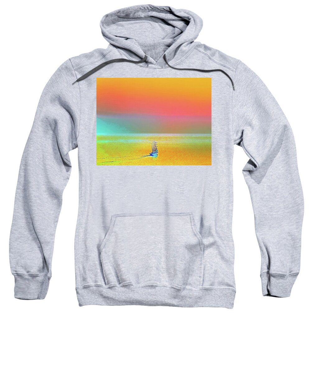Sea Sweatshirt featuring the photograph Sunset at the Aegean sea by Art by Magdalene