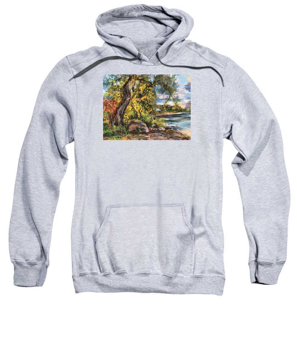 Sunset Sweatshirt featuring the painting Sunset by Jieming Wang