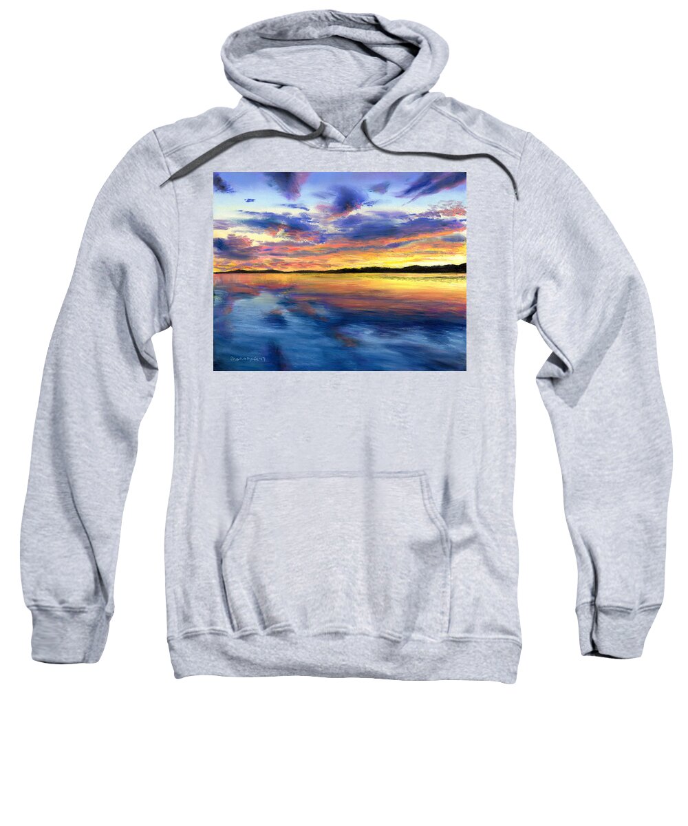 Maine Sweatshirt featuring the drawing Sunset on Snow Pond by Shana Rowe Jackson