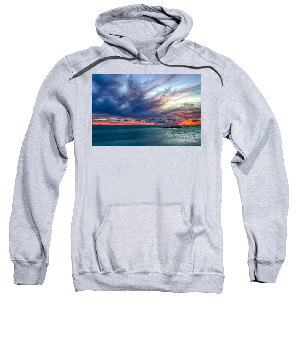 Reflection Sweatshirt featuring the photograph  Sunset on Troubled Waters by Bill Frische