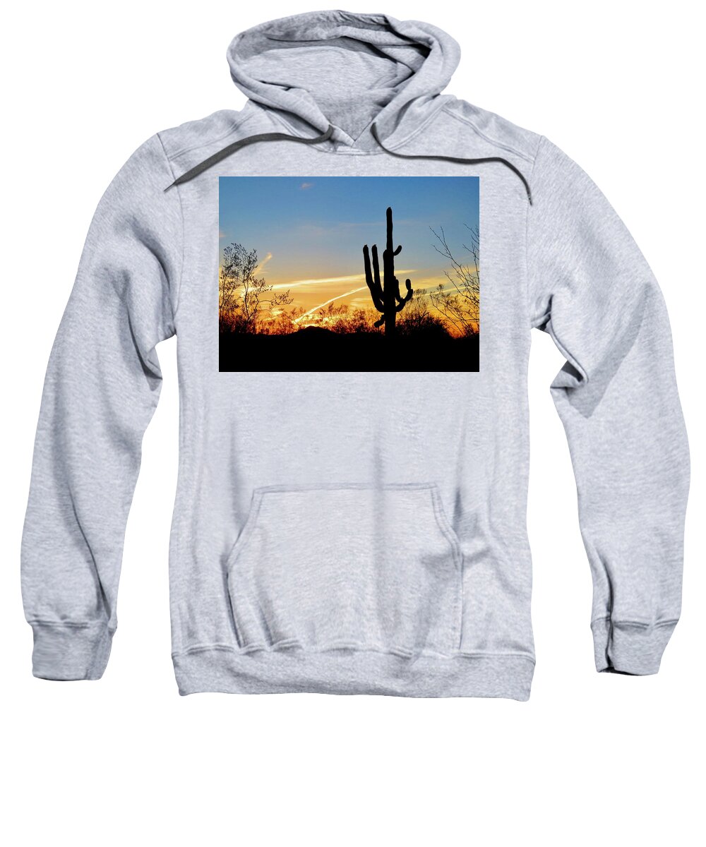Arizona Sweatshirt featuring the photograph Sunset Saguaro in the Spring by Judy Kennedy