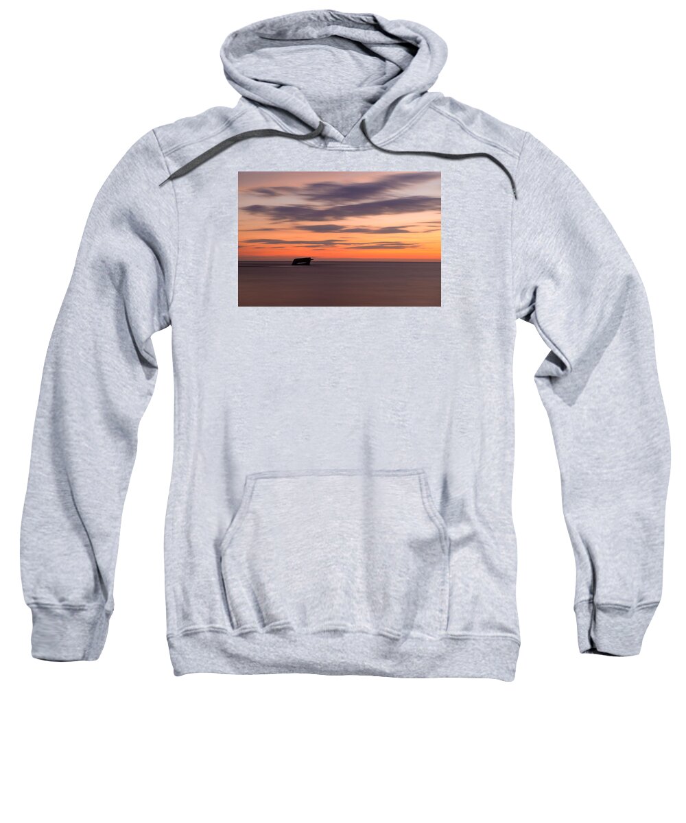 Sunset Beach Sweatshirt featuring the photograph Sunset Wreck by Mark Rogers