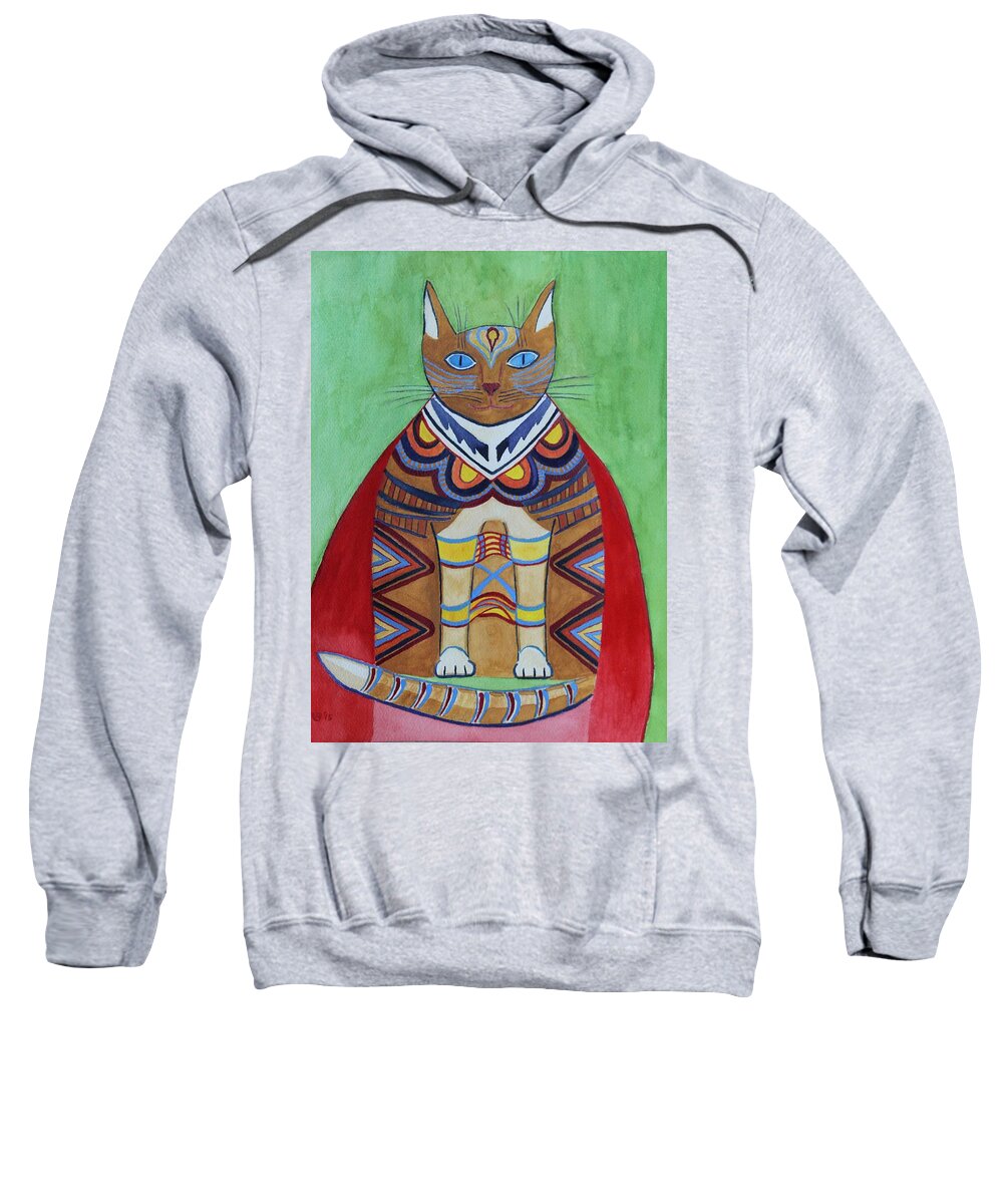 Cat Sweatshirt featuring the painting Super Cat by Vera Smith