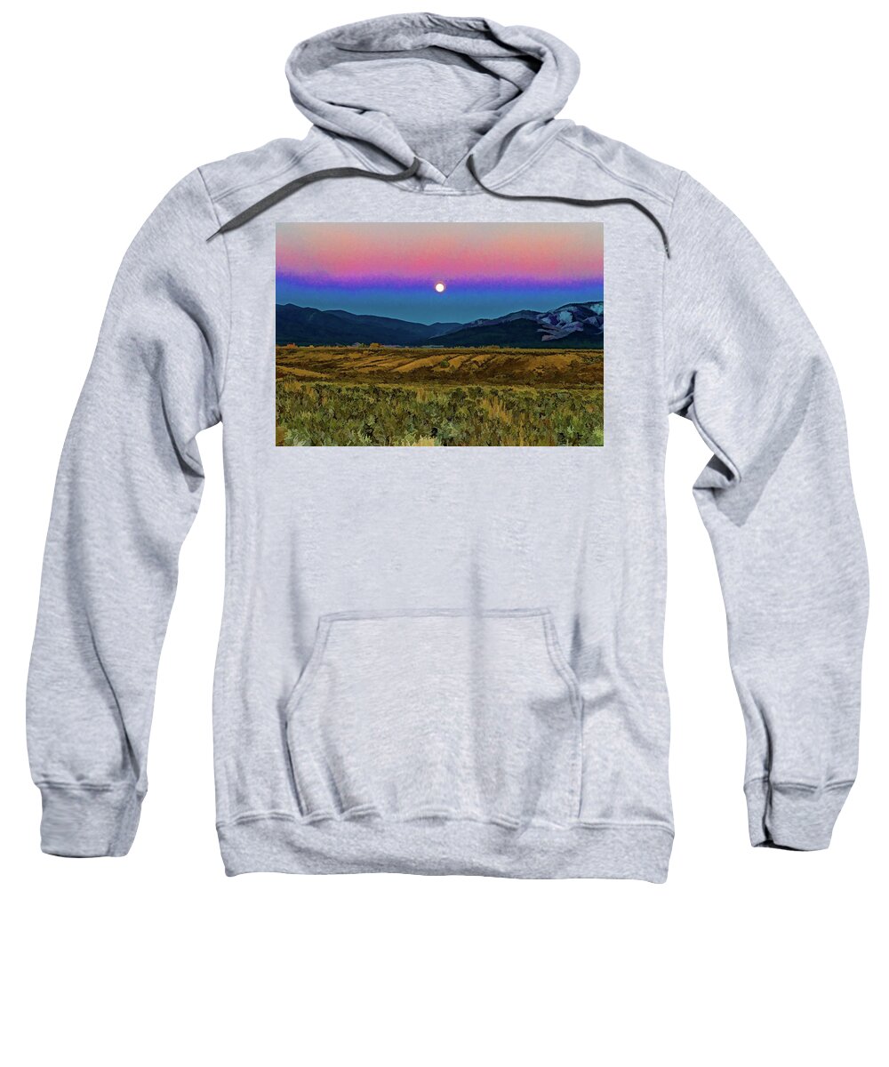 Santa Sweatshirt featuring the photograph Super moon over Taos by Charles Muhle