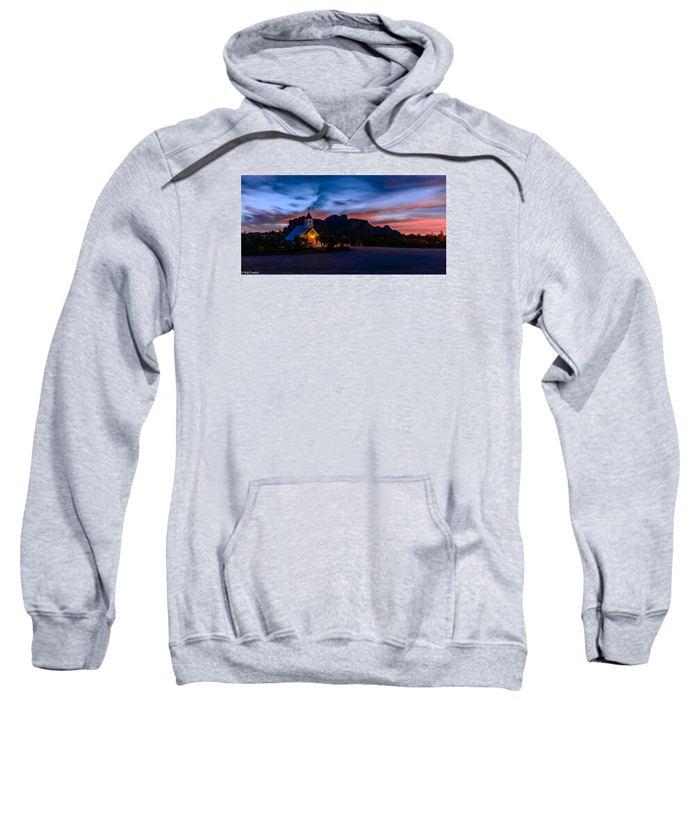 Superstition Mountain Sweatshirt featuring the photograph Superstition Sunrise by Mike Ronnebeck