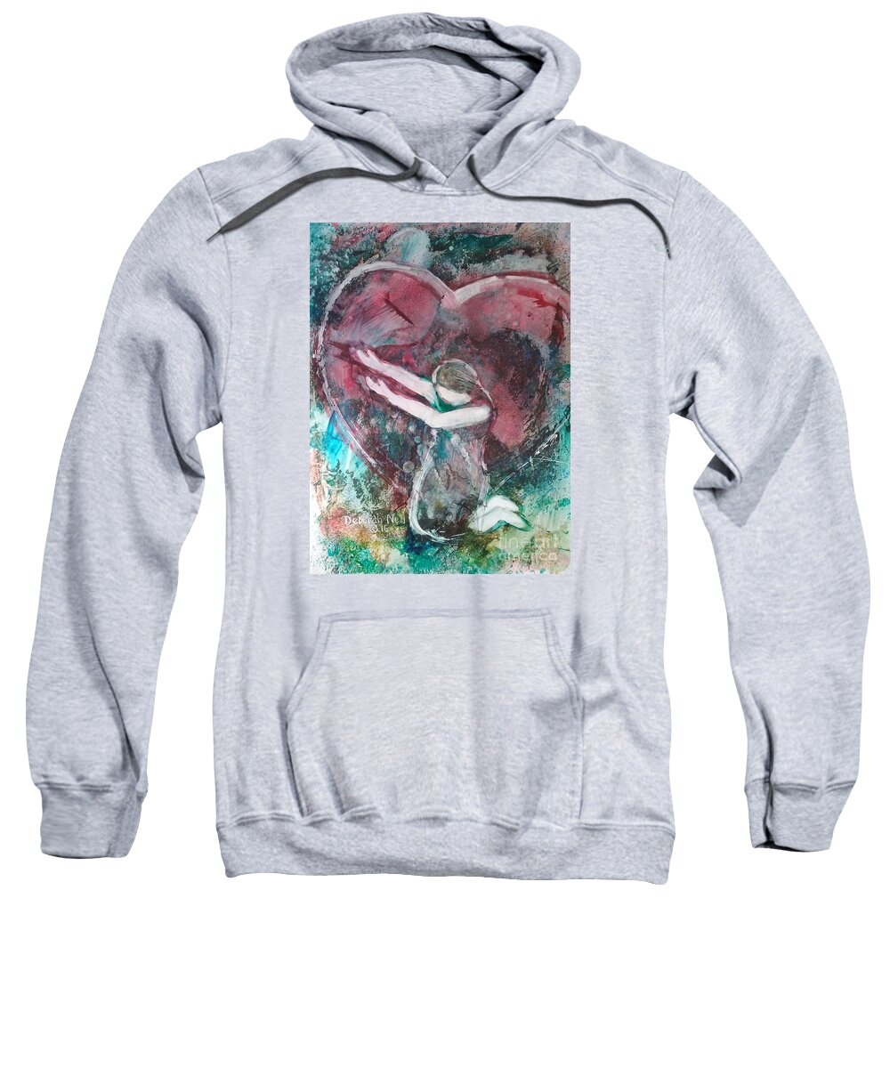 Heart Sweatshirt featuring the painting Surrendered by Deborah Nell