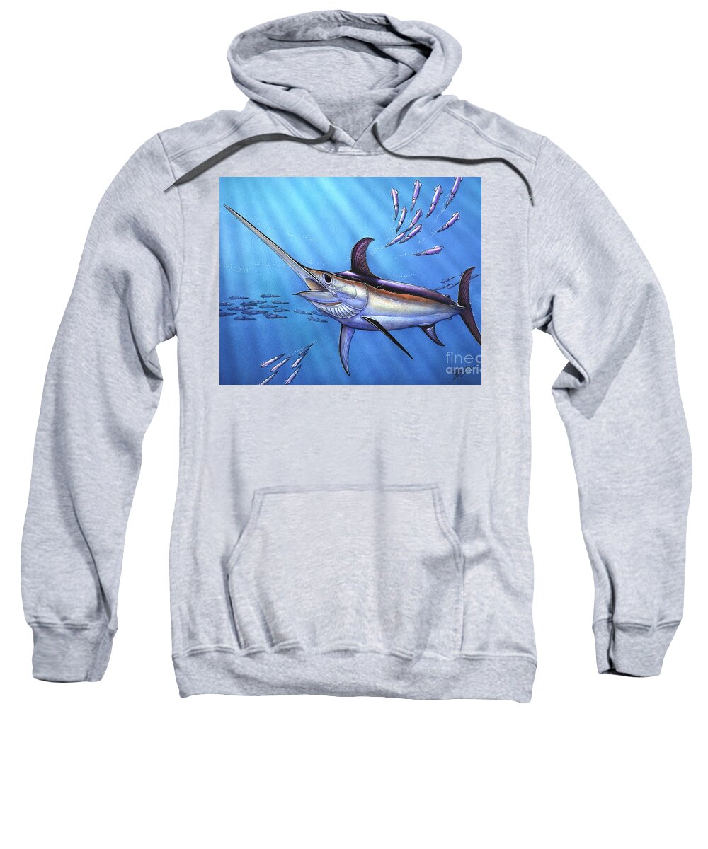Blue Mrlin Sweatshirt featuring the painting Swordfish in Freedom by Terry Fox