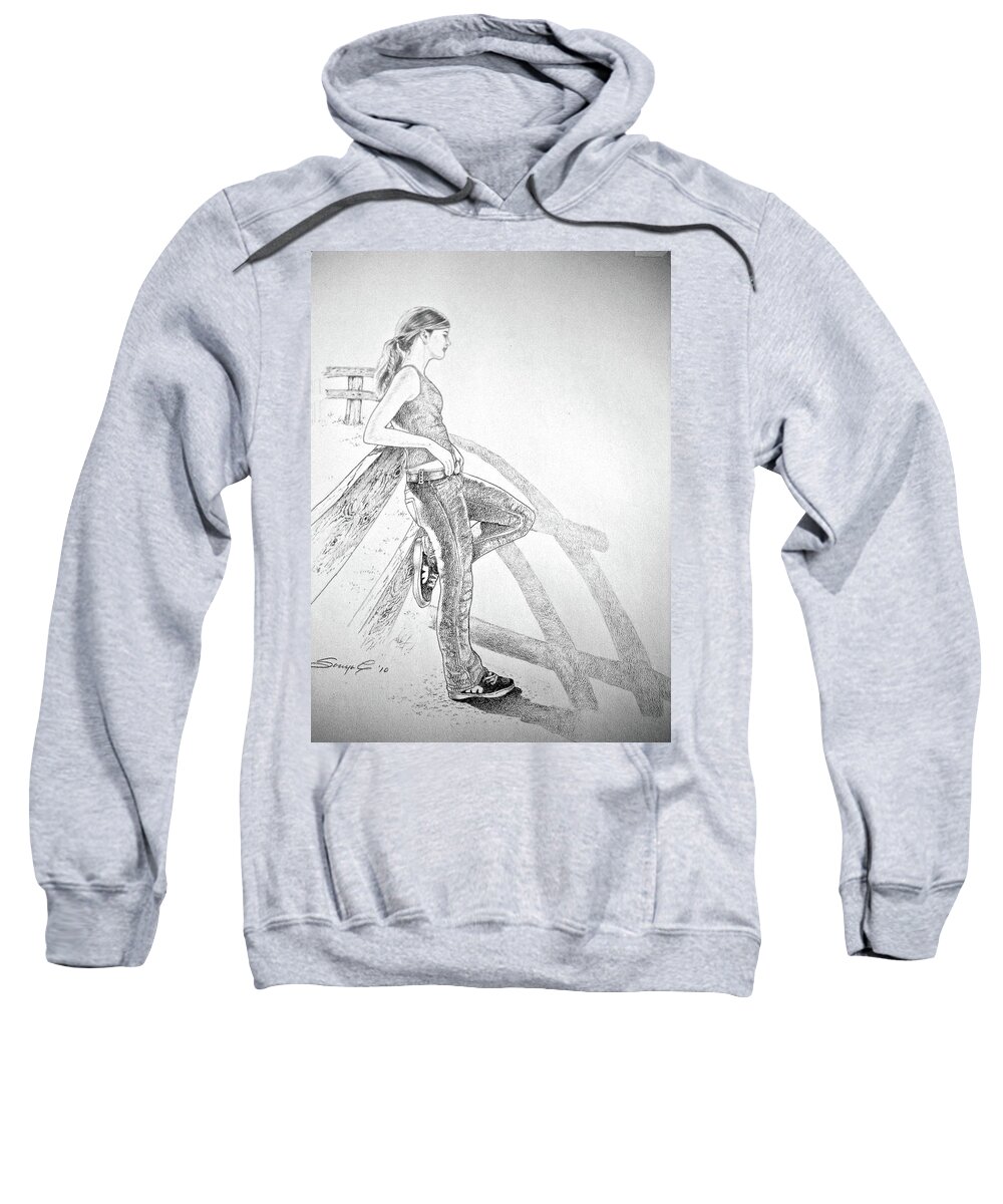 Sketch Sweatshirt featuring the drawing Taking A Break by Sonya Catania