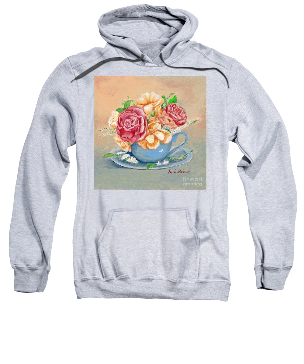 Still Life Sweatshirt featuring the painting Tea Roses by Portraits By NC