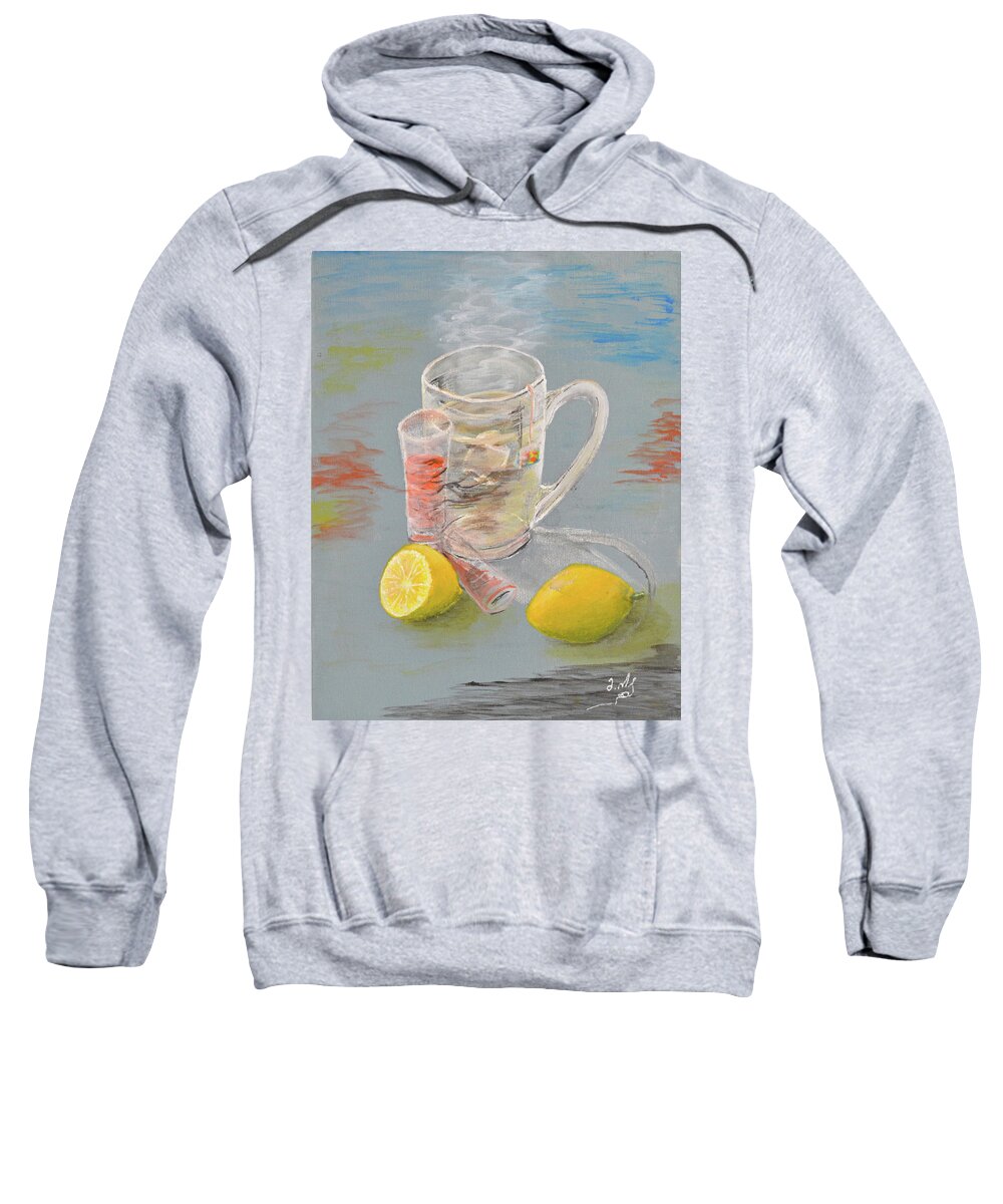 Tea Sweatshirt featuring the painting Tea with Lemon by Medea Ioseliani