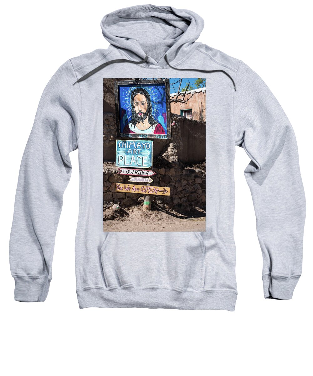 Chimayo Art Sweatshirt featuring the photograph The Art Place in Chimayo by Tom Cochran