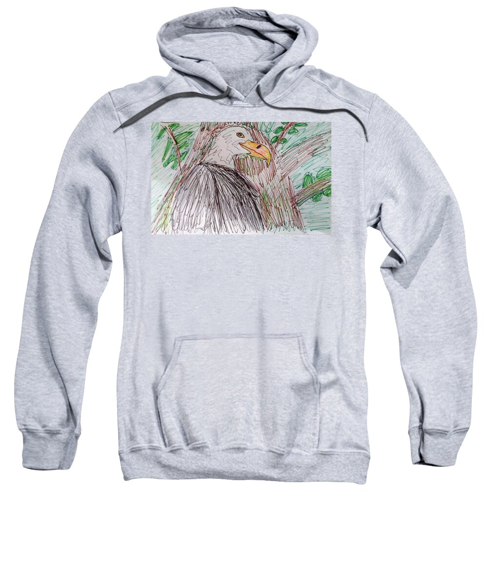 Independence Day Sweatshirt featuring the drawing The Bald Eagle by Andrew Blitman