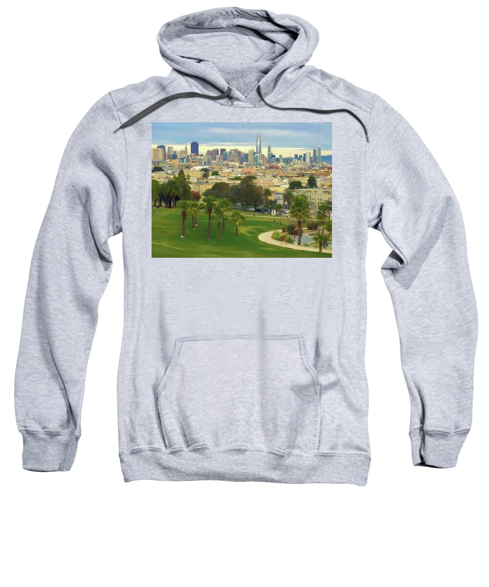 The City From Dolores Park Sweatshirt featuring the photograph The City from Dolores Park by Bonnie Follett