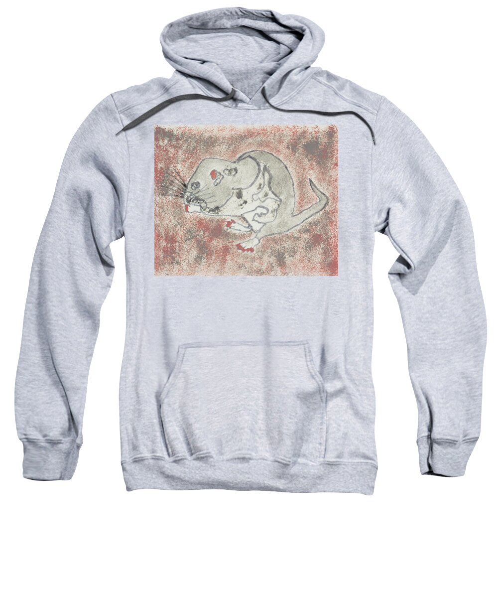 Rat Sweatshirt featuring the painting The Cool Chick #2 by Dawn Boswell Burke