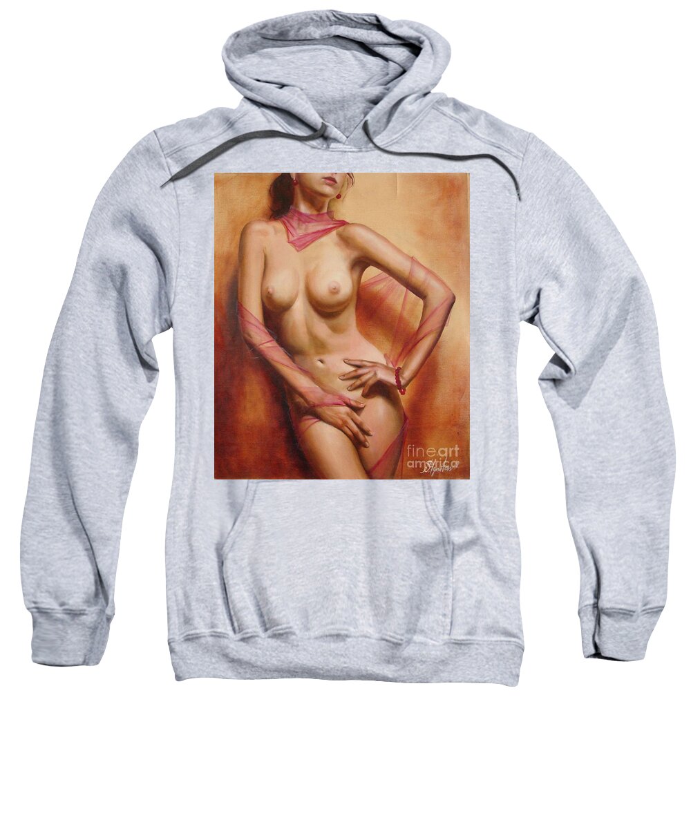 Oil Sweatshirt featuring the painting The coral bracelet by Sergey Ignatenko