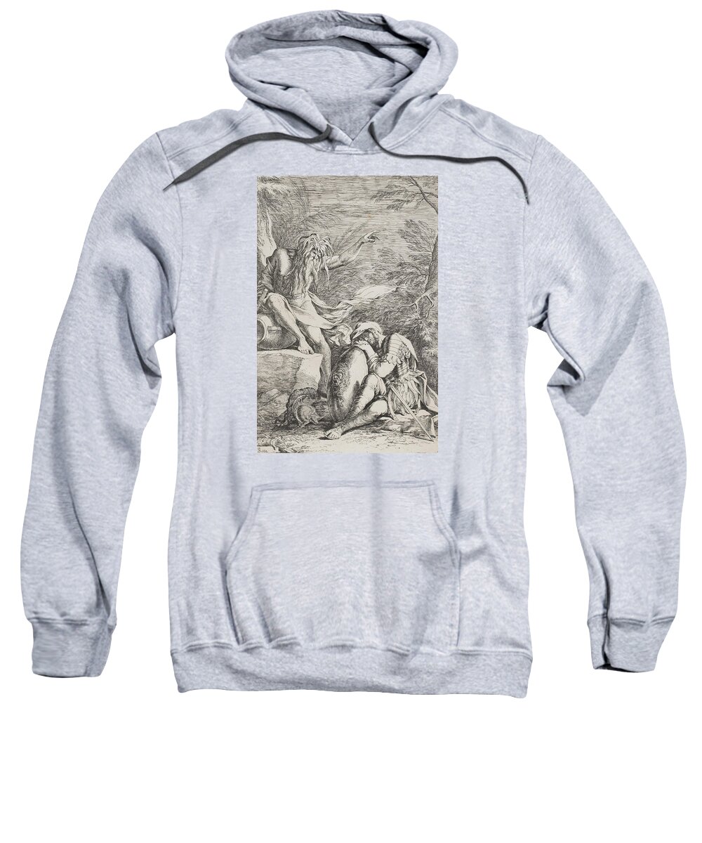 Rosa Sweatshirt featuring the drawing The Dream of Aeneas by Salvator Rosa