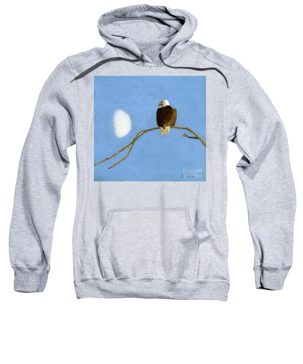 Bald Eagle Sweatshirt featuring the painting The Eagle and the Moon by Ginny Neece