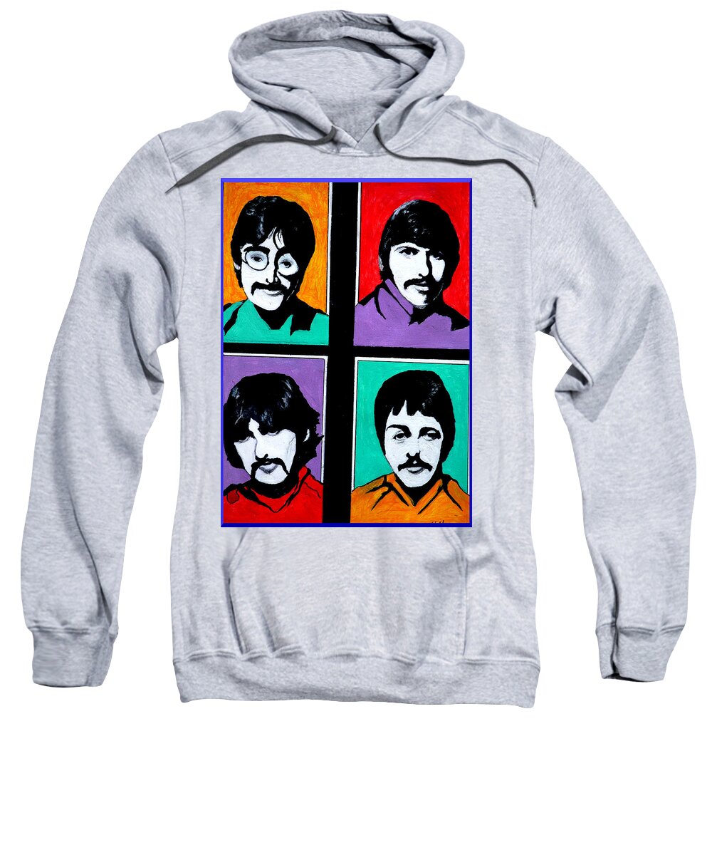 The Beatles Sweatshirt featuring the painting The Fab 4 by Pj LockhArt