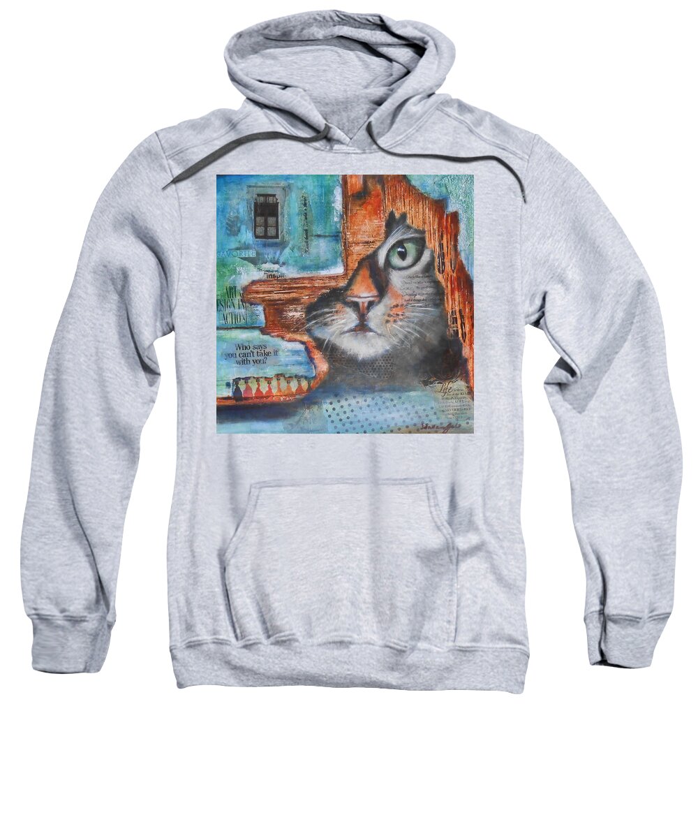 24x24 The Guardian I Mixed Media Oil On Gallery Wrapped Canvas Sweatshirt featuring the painting The Guardian I by Susan Goh