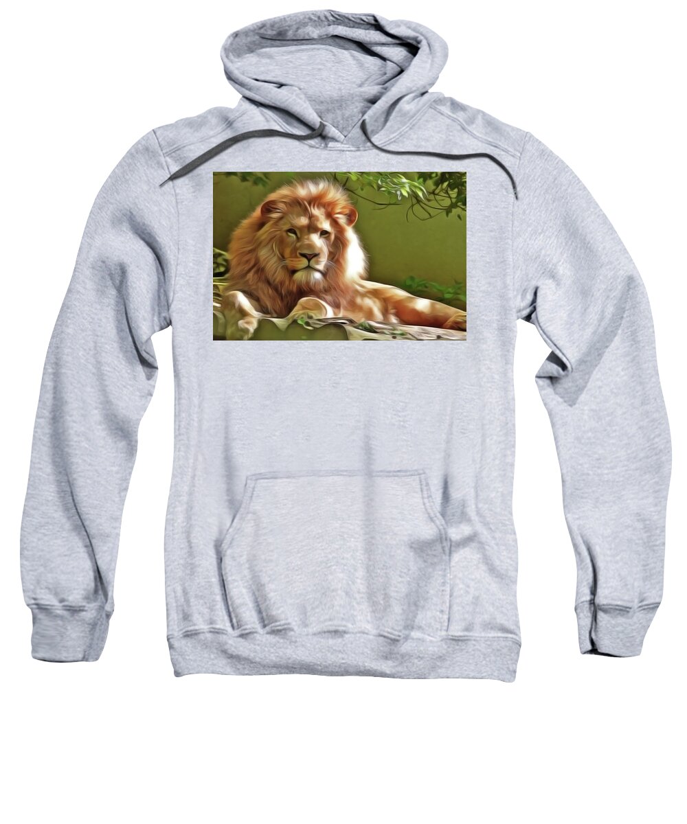 Lion King Sweatshirt featuring the painting The King by Harry Warrick