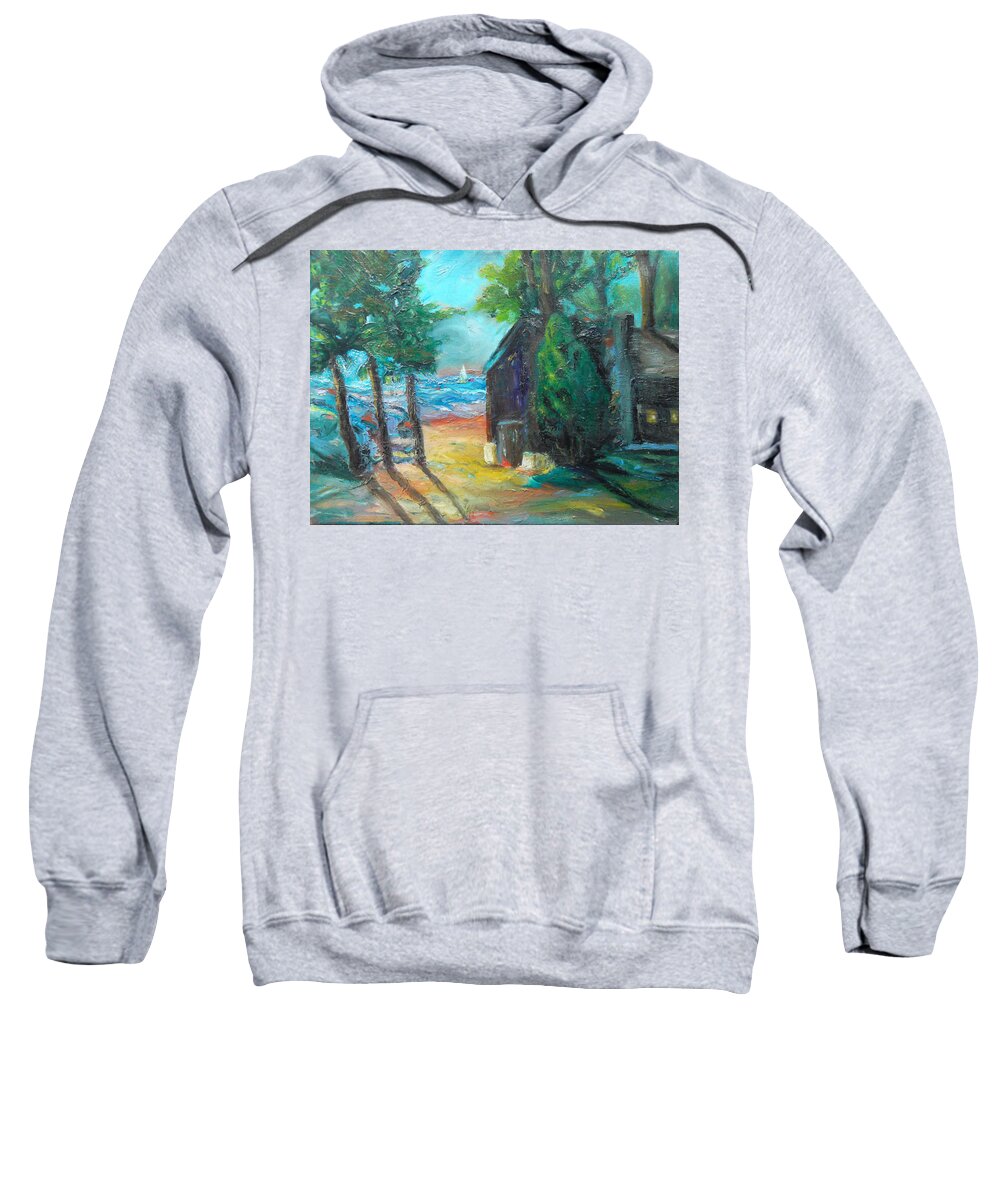 Impressionistic Sweatshirt featuring the painting The Lake House by Susan Esbensen