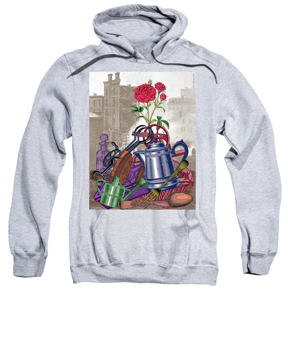 Digital Collage Sweatshirt featuring the digital art The Land of Lost Ladders by Eric Edelman