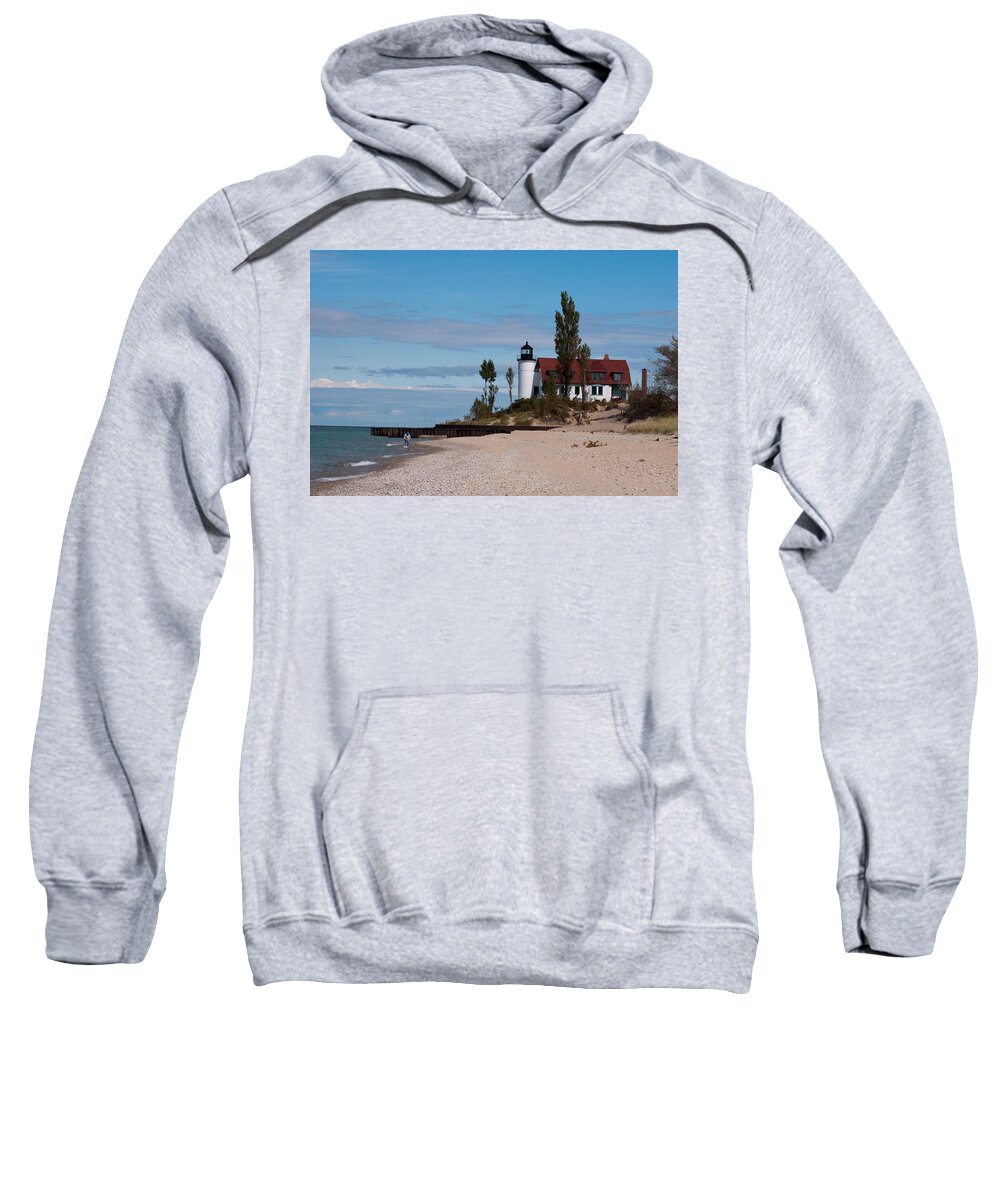 Nautical Sweatshirt featuring the photograph The Lighthouse at Point Betsie by Donna and Neil Cooper