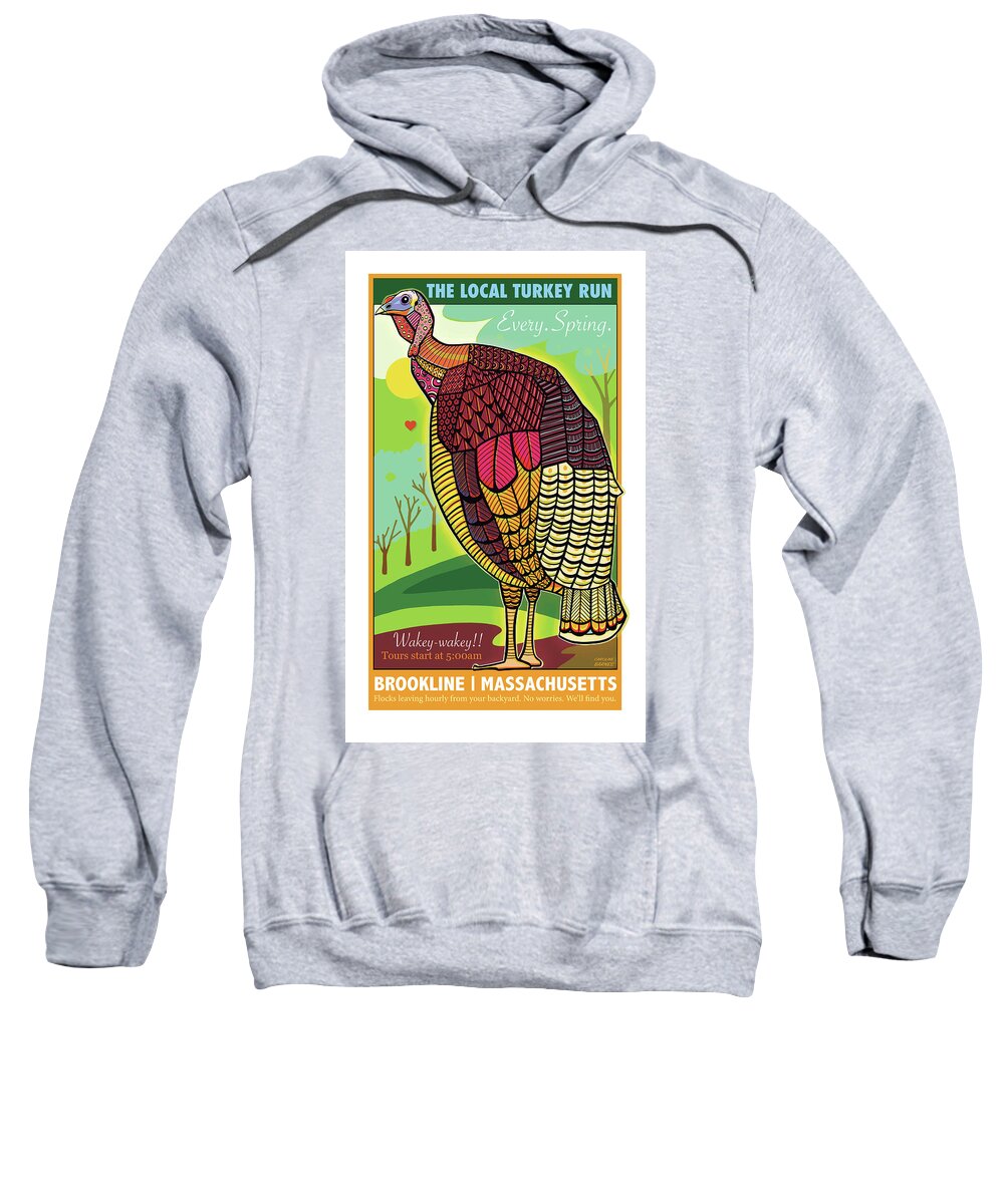 Brookline Turkeys Sweatshirt featuring the digital art The Local Turkey Run by Caroline Barnes