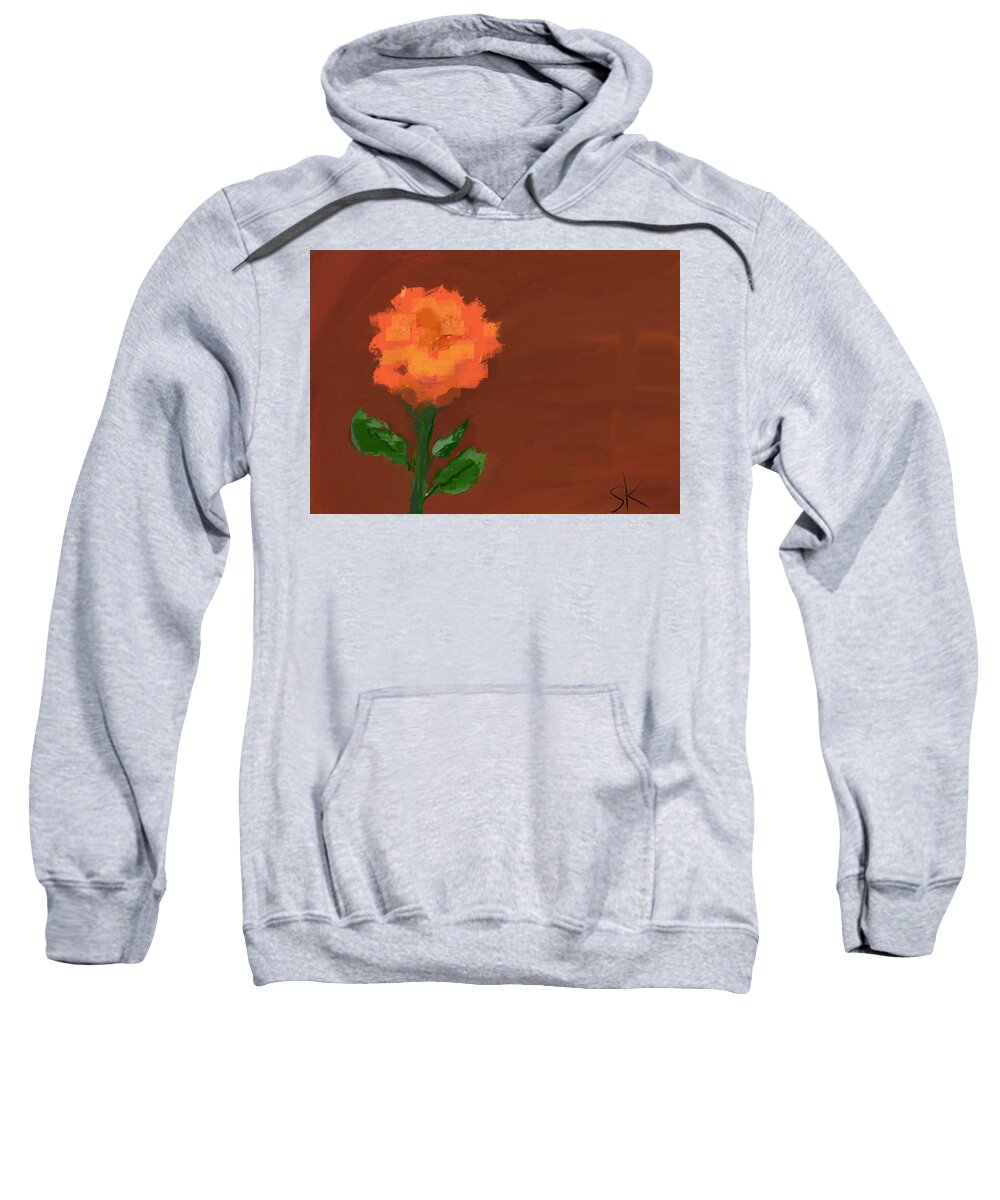Rose Sweatshirt featuring the digital art The Lone Bloomer by Sherry Killam
