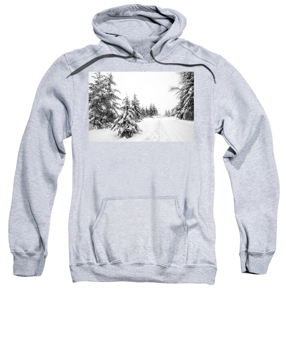 Snow Sweatshirt featuring the photograph The Long Walk to the House by Kathy Paynter