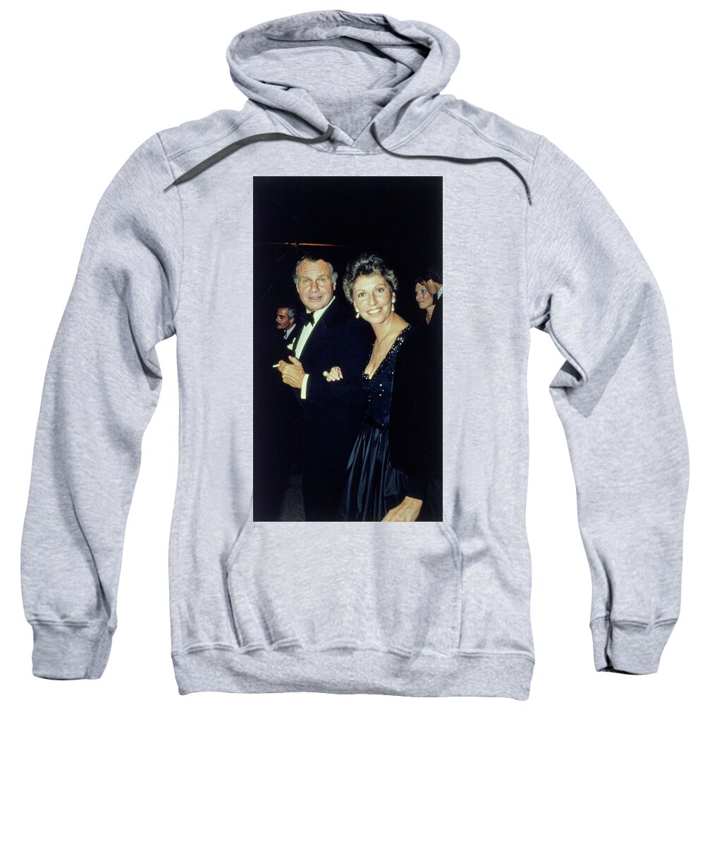 Fashion Designer Sweatshirt featuring the photograph The Met Set Bill Blass and Geraldine Stutz by Tony Palmieri