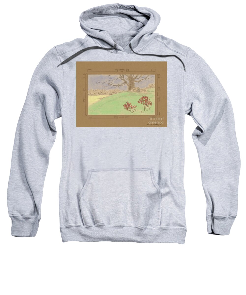 Gully Sweatshirt featuring the drawing The Old Gully Tree by Donna L Munro