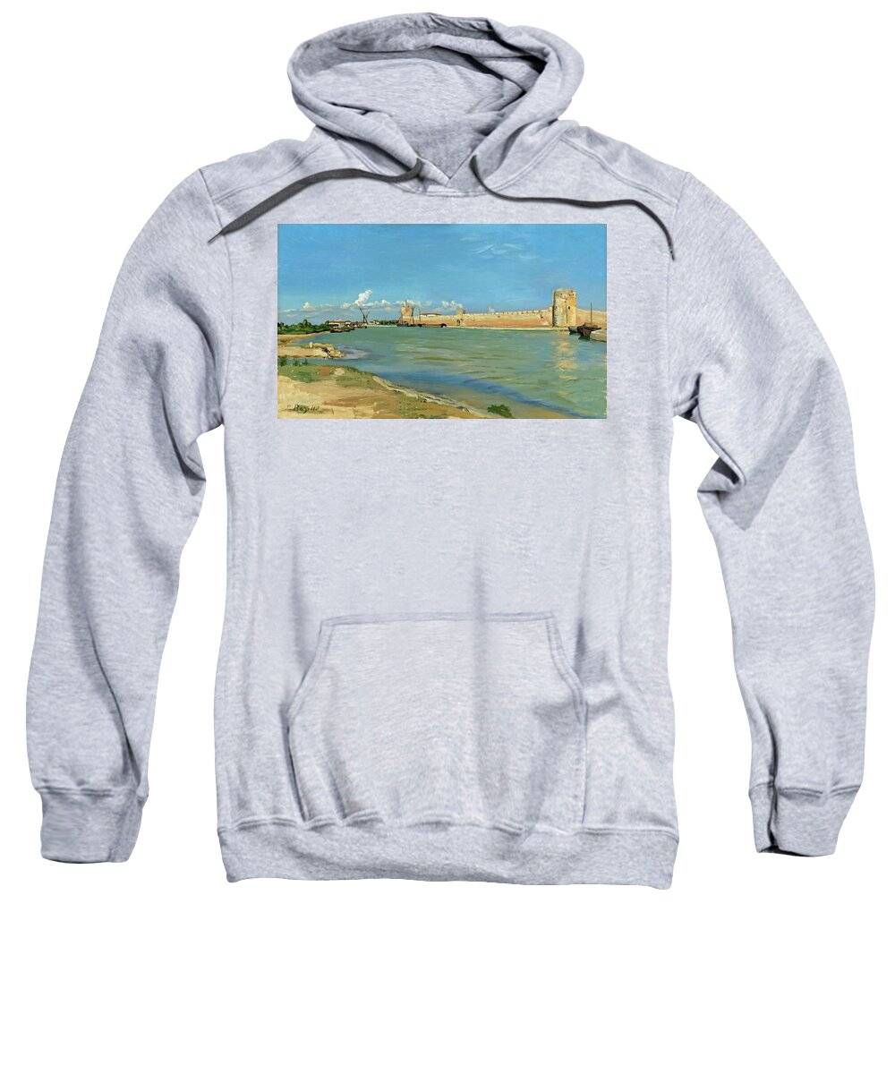 Artist Sweatshirt featuring the painting The Ramparts at Aigues Mortes by Frederic Bazille