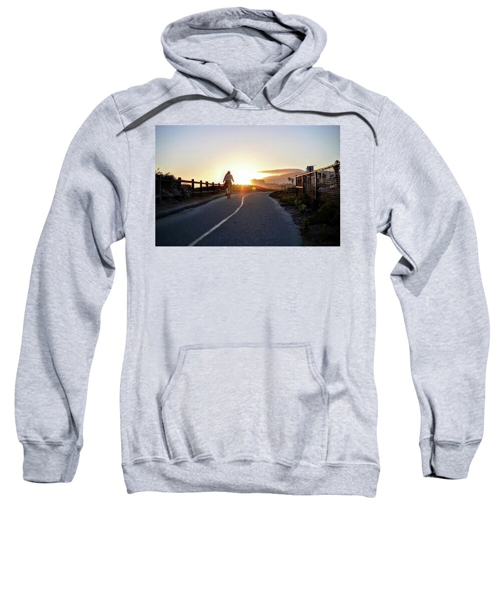Bike Bicycle Ride Path Sunset Ventura Sweatshirt featuring the photograph The Ride by Wendell Ward