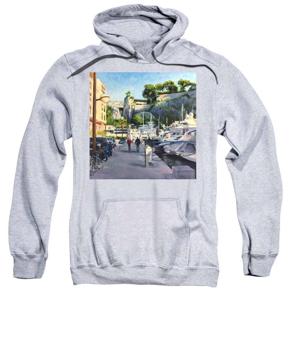 Monaco Sweatshirt featuring the painting The Rock Ahead by Connie Schaertl