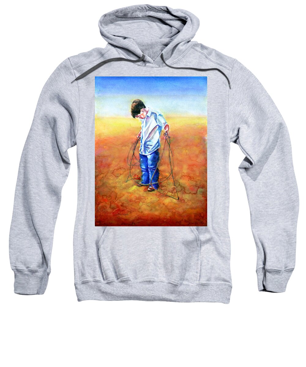 Child Sweatshirt featuring the painting The Roping Lesson by Shannon Grissom