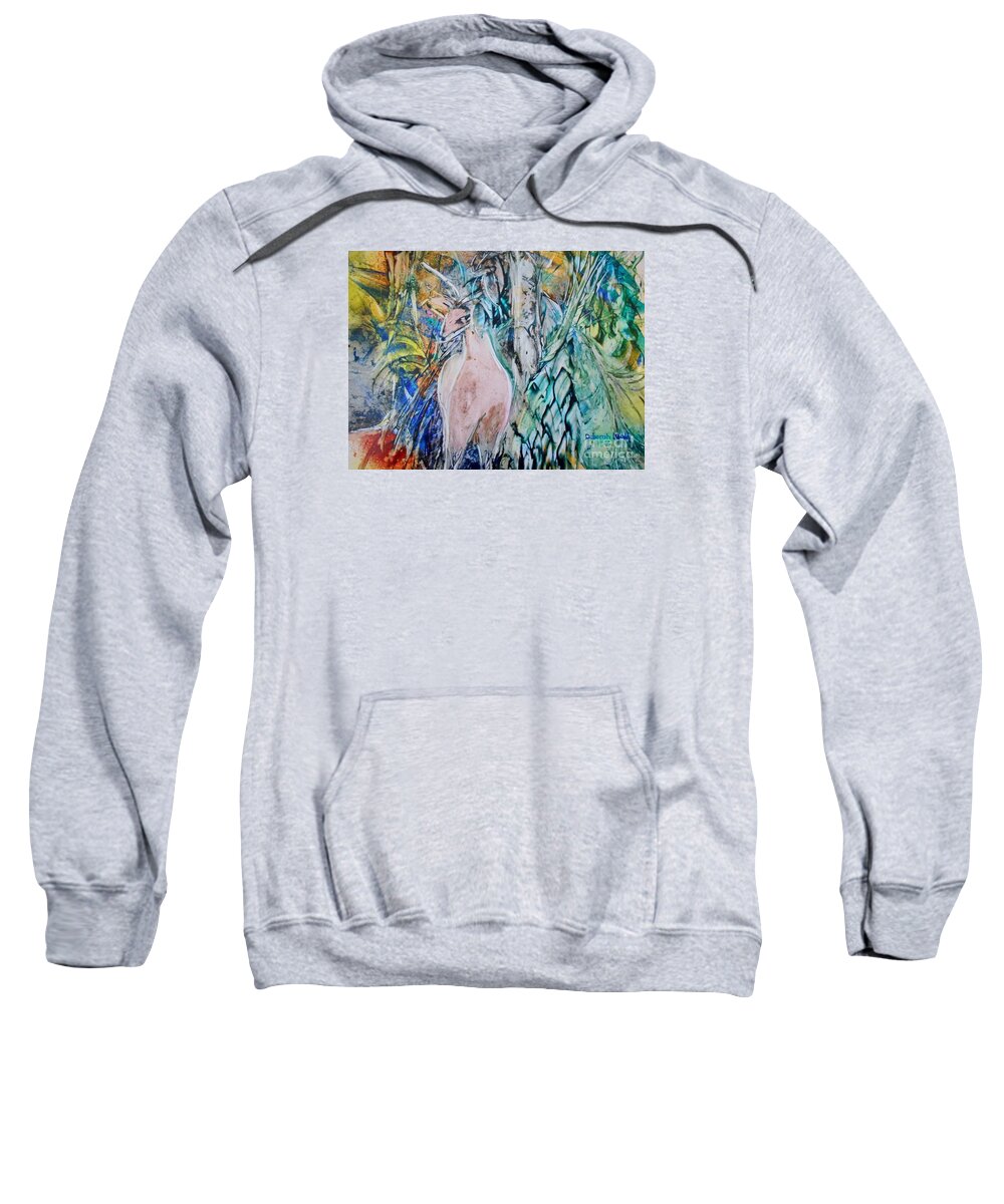 Jungle Sweatshirt featuring the painting The Sixth Day by Deborah Nell