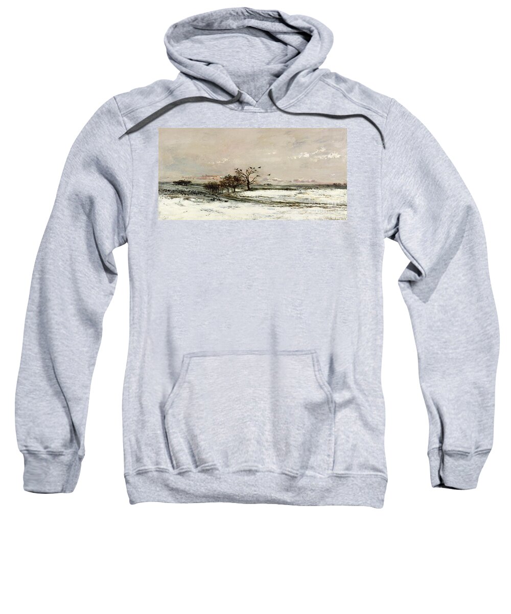 The Sweatshirt featuring the painting The Snow by Charles Francois Daubigny