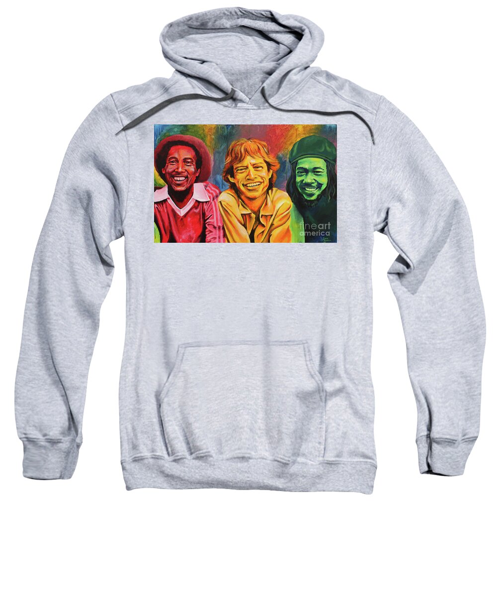 Bob Marley Sweatshirt featuring the painting The Trio by Sara Becker