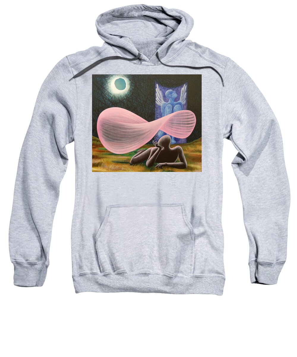 Romantic Sweatshirt featuring the painting The Wings by Raju Bose