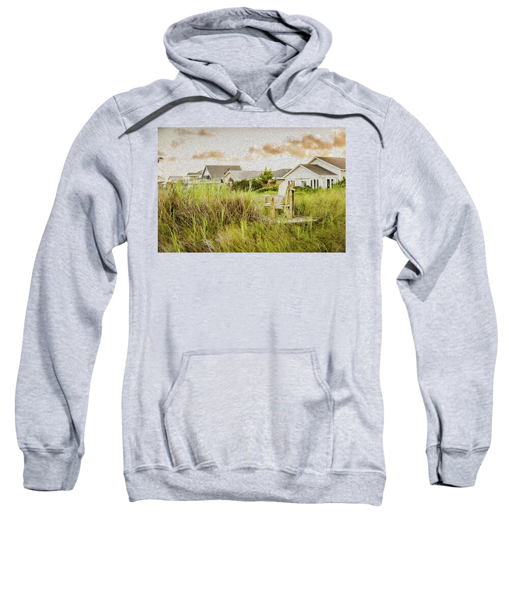 Beach Chairs Sweatshirt featuring the photograph Their Little Spot By The Sea by Cynthia Wolfe