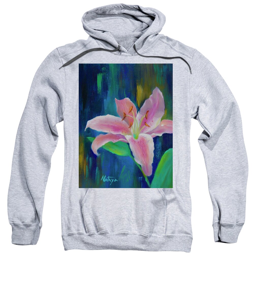 Lily Sweatshirt featuring the painting They Neither Toil Nor Spin by Nataya Crow