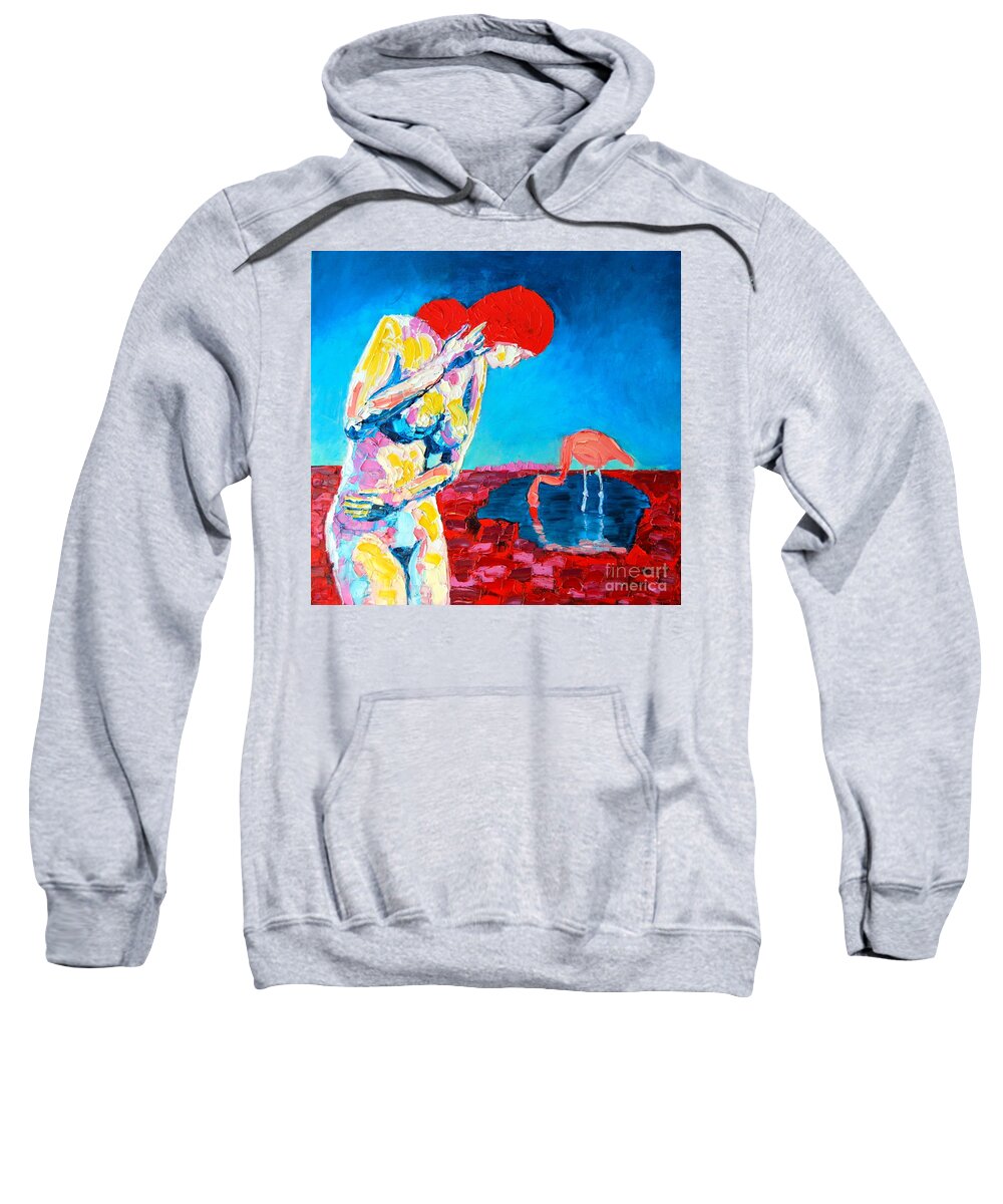 Sweatshirt featuring the painting Thinking woman by Ana Maria Edulescu