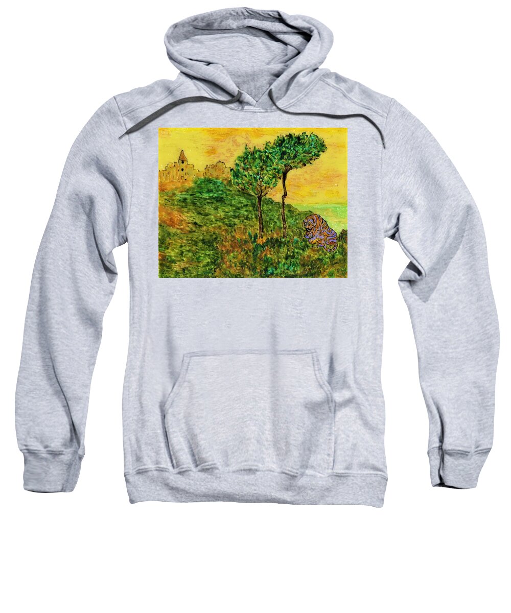 Tiger Sweatshirt featuring the painting Tigre Solitaire by Phil Strang